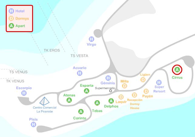 Mapa de ubicación de Cirrus Aparts